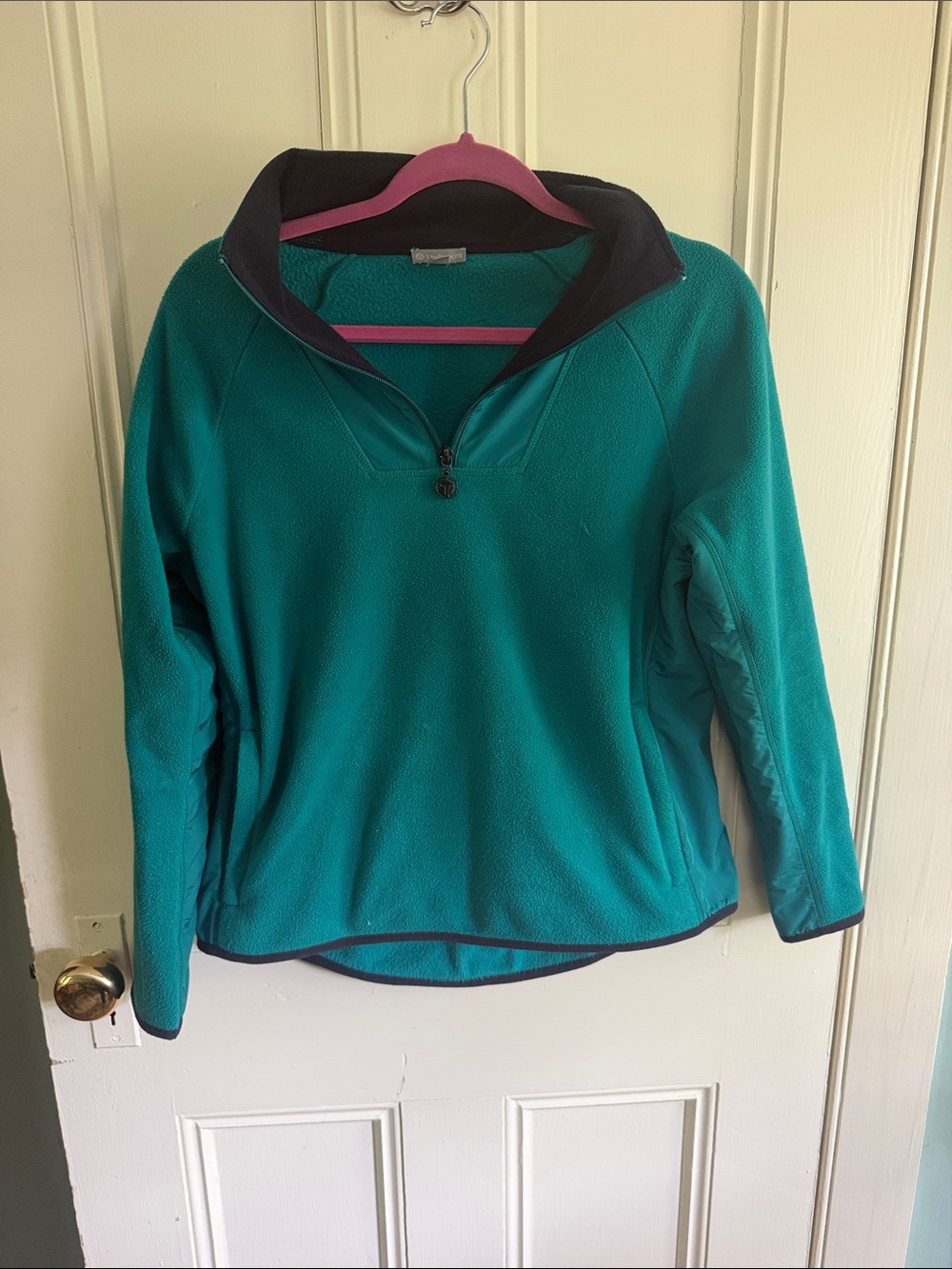 Talbots Teal and Magenta Fleece Quarter-Zip